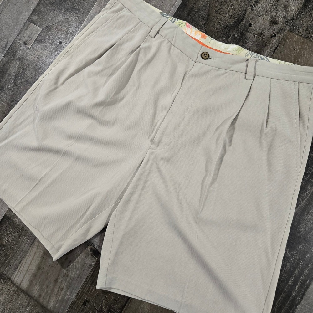 Vintage Tommy Bahama Silk Blend Pleated Front Dress Shorts Beach Core Luxury 38